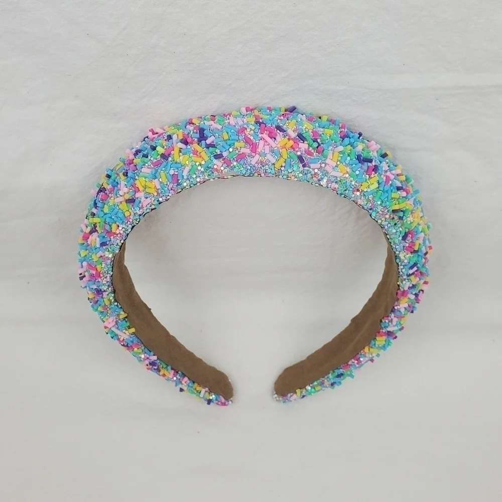 Sponge confetti wide blue multi color headband hair accessories